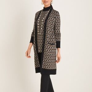 Chicos Geometric Print long cardigan sweater
